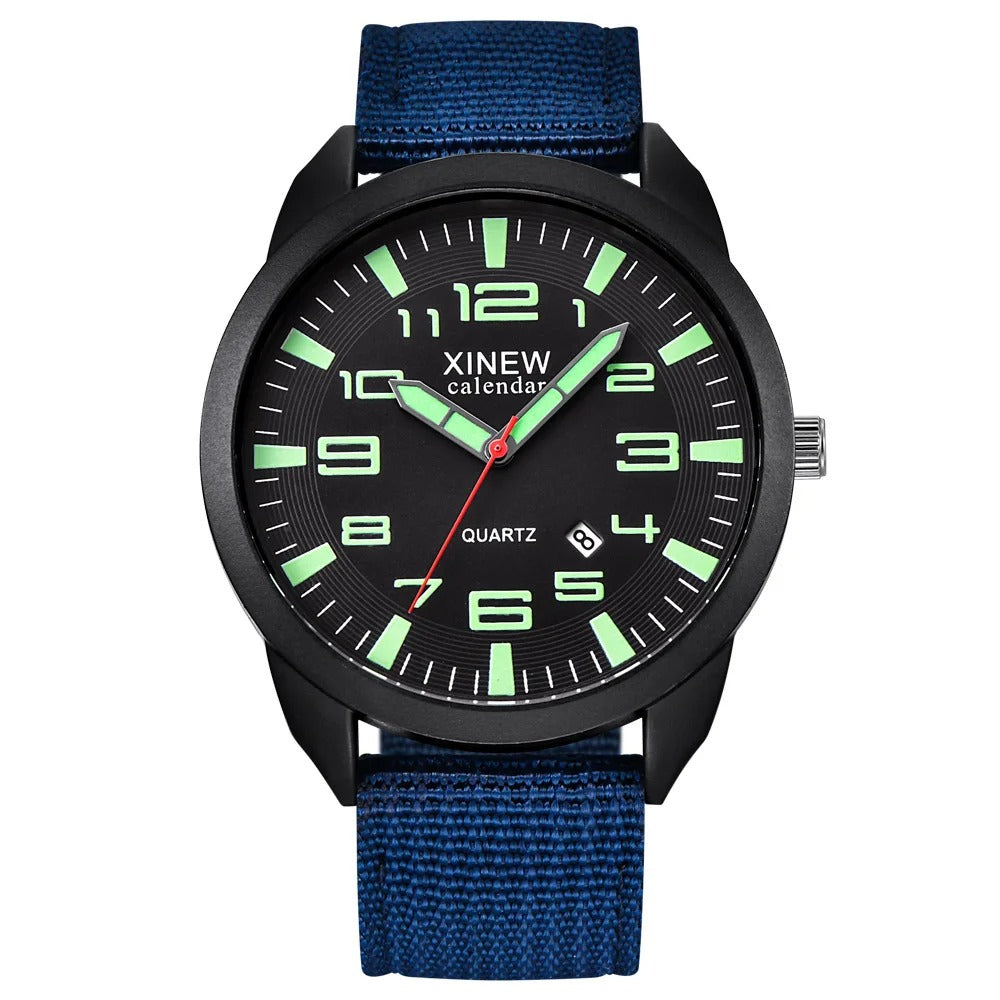 Stylish Lumo unisex quartz watch with glowing dial, calendar, and robust metal band. Perfect for all.