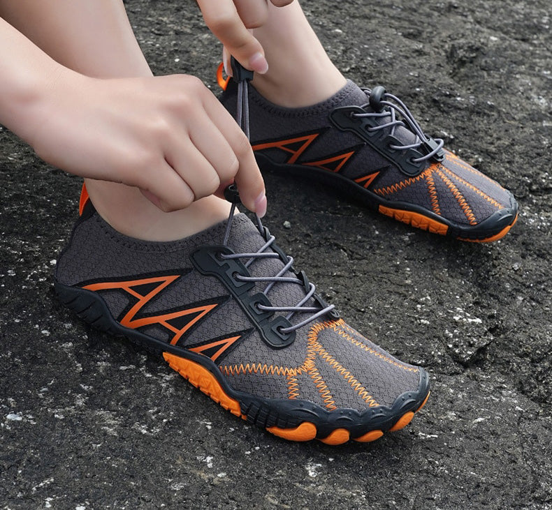 Performance barefoot swimming shoes, engineered for natural foot movement & water traction.
