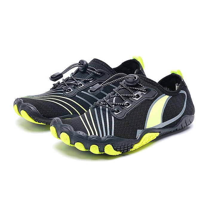 Quick-dry swimming shoes offering barefoot comfort & grip for all water activities.