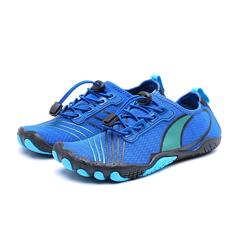 Flexible outdoor footwear, designed as slip-on aqua shoes for easy wear & quick drying.