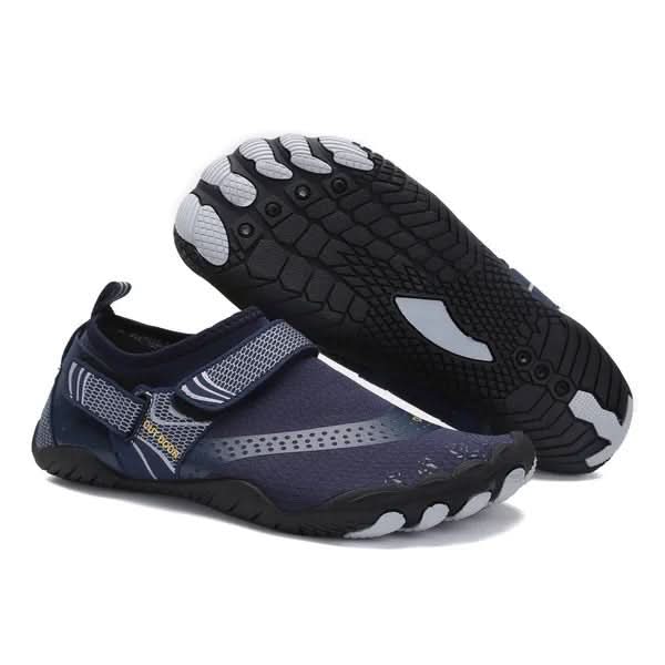 Pair of non-slip quick-dry water shoes in blue, suitable for all outdoor aquatic adventures & beach activities.