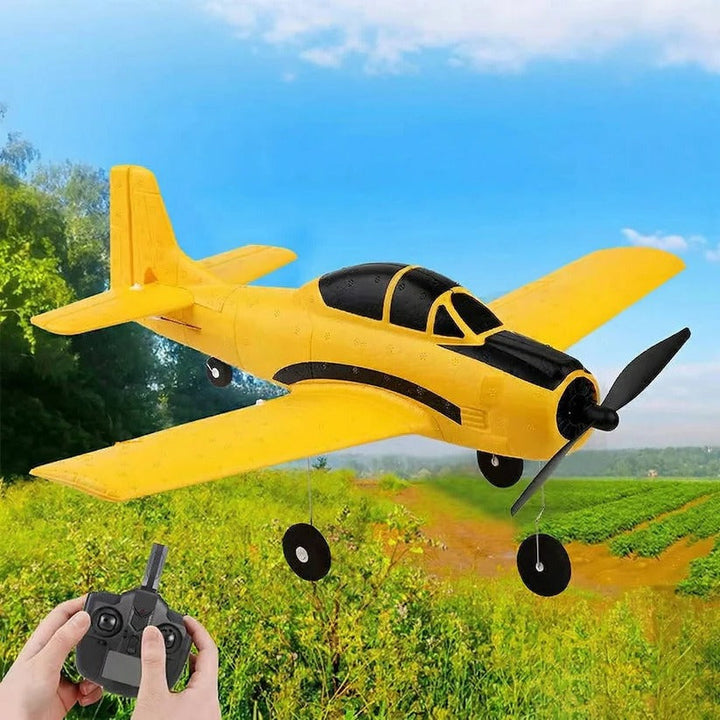 Unisex RC airplane with 6-axis gyro & dual batteries for stable, extended flight. Great for beginners.