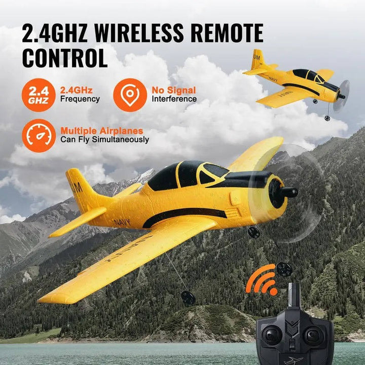 Stable flight hobby RC airplane featuring a 6-axis gyro and 4-channel control. Perfect for enthusiasts.