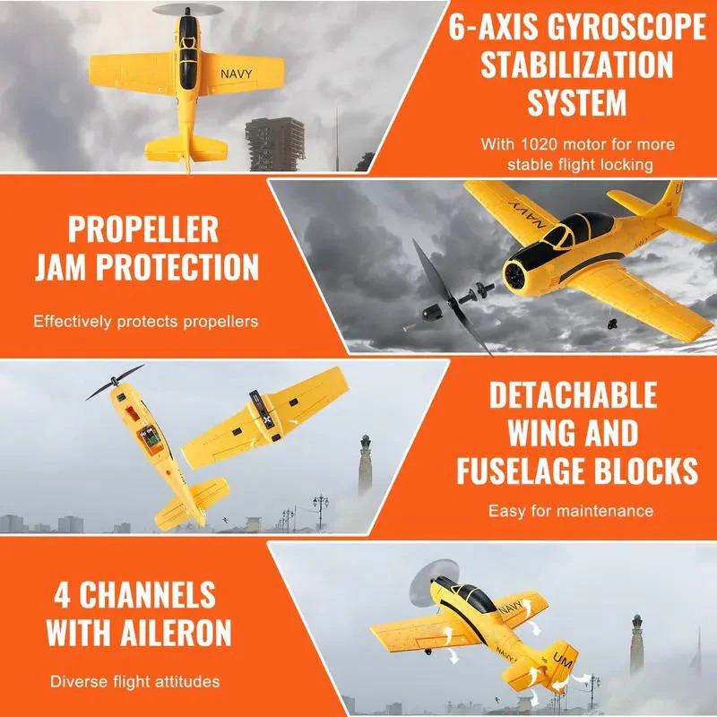 Remote control plane for beginners & experts. 4-channel, 6-axis gyro & dual batteries ensure smooth flights.