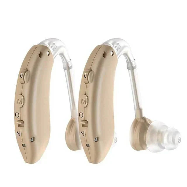 Discreet rechargeable hearing assistant, designed for comfortable, universal fit and clear sound enhancement.