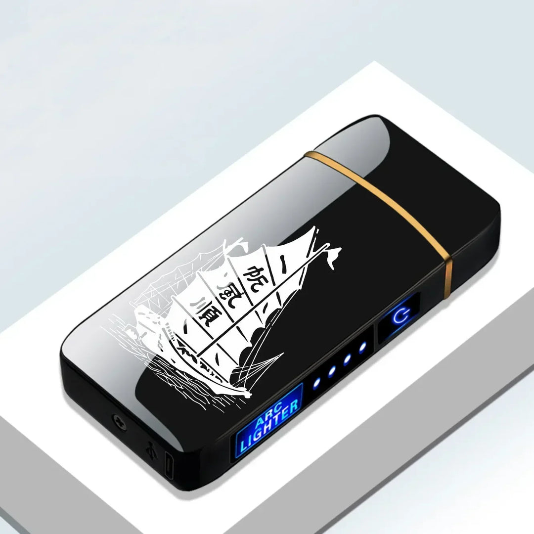 Stylish unisex plasma arc lighter, USB rechargeable & windproof, modern accessory.