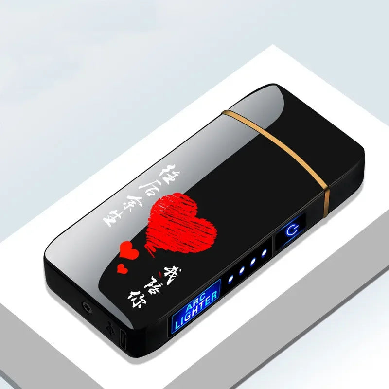 Dual arc electric lighter, USB rechargeable & windproof, a modern flameless solution.