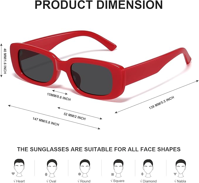 Distinctive retro Y2K rectangular sunglasses for a bold look, featuring UV400.