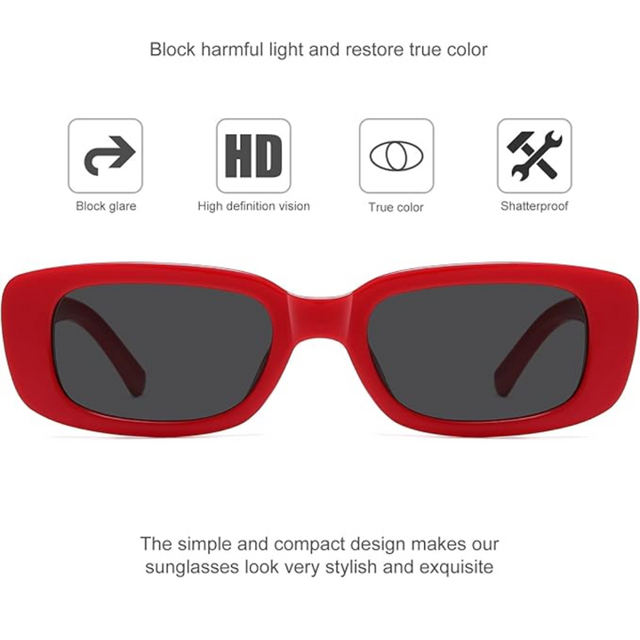 Unisex rectangular Y2K eyewear, a fashionable accessory with essential UV400 protection.