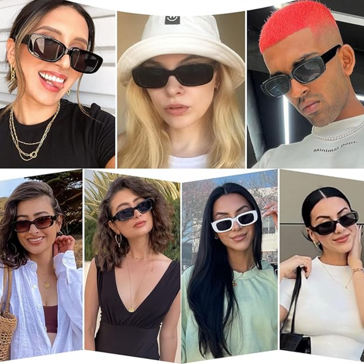 Cool retro rectangular Y2K sunglasses, perfect for any outfit with UV400 lenses.