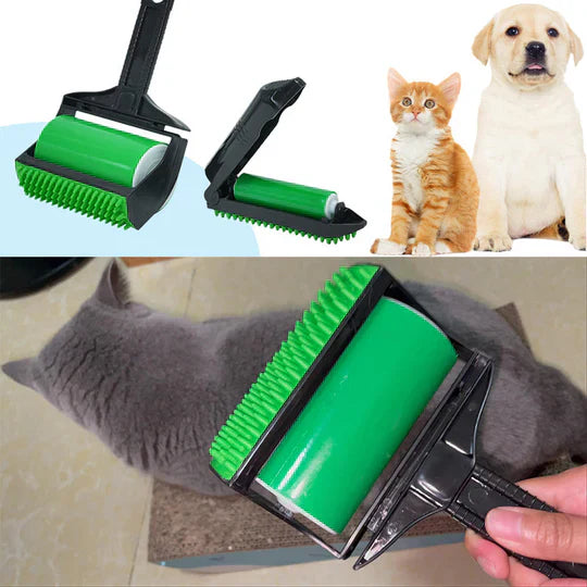 Efficient pet hair remover and lint roller, demonstrating quick and effective fur removal from textiles.