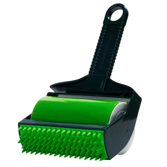 Ergonomic pet hair remover and lint roller, designed for easy grip during dog and cat fur removal.