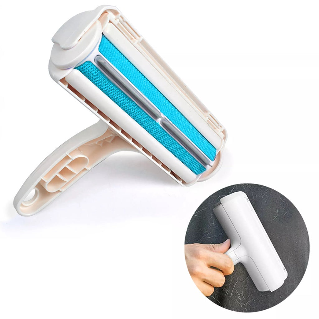 Compact pet hair remover, ideal for quick clean-ups of dog and cat fur from surfaces.