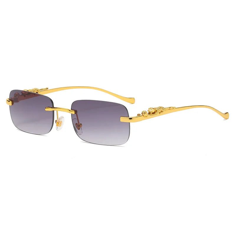 Unisex rimless sunglasses with UV400 protection & gradient lenses for stylish eye protection.