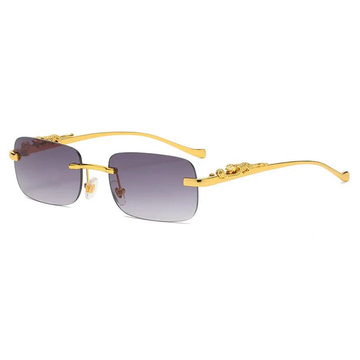 Unisex rimless sunglasses with UV400 protection & gradient lenses for stylish eye protection.