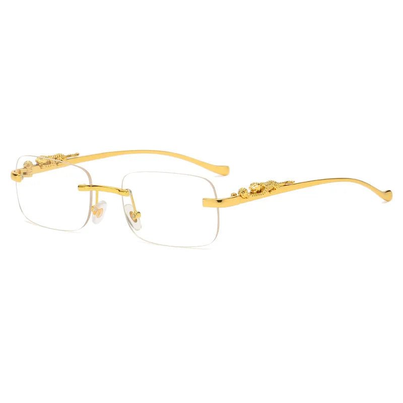 Anti-reflective rimless unisex sunglasses, UV400, for clear vision & eye protection.
