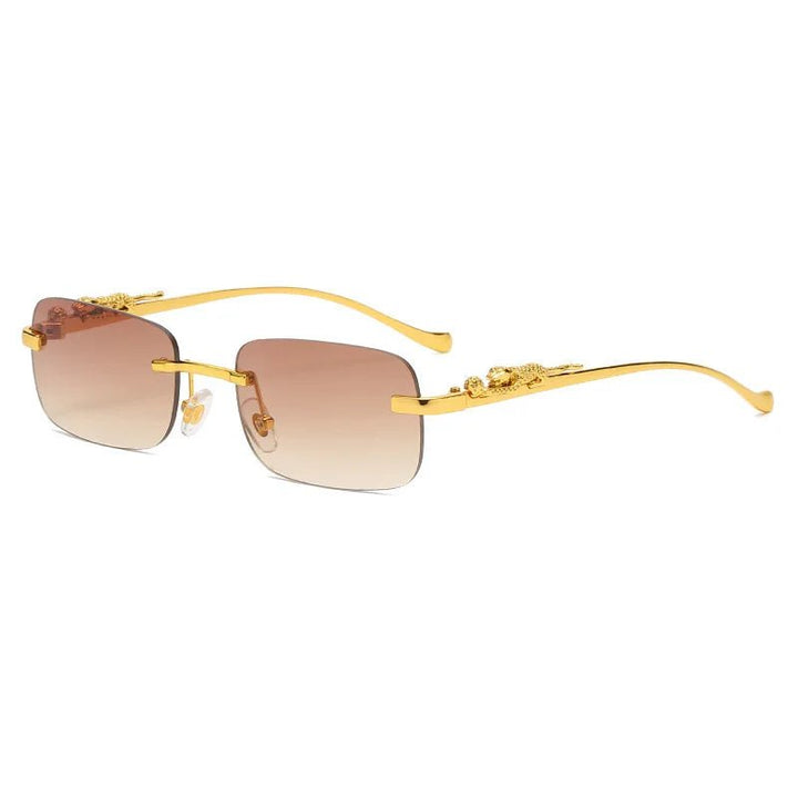 Modern unisex rimless sunglasses, UV400 eye protection, for a stylish outdoor look.