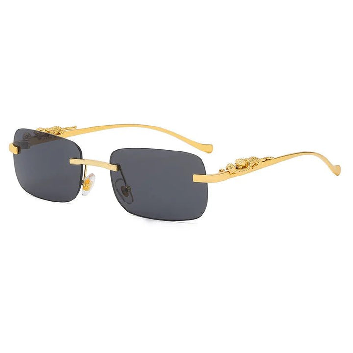 Gradient rimless unisex sunglasses with UV400, anti-reflective, perfect for travel.