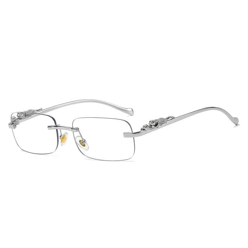 Modern rimless unisex sunglasses, UV400, anti-reflective, for stylish eye safety.