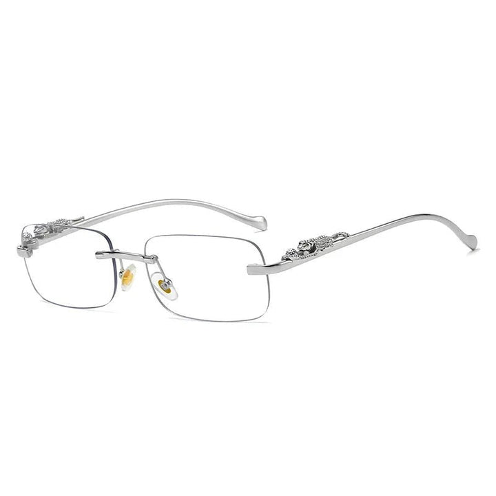 Modern rimless unisex sunglasses, UV400, anti-reflective, for stylish eye safety.