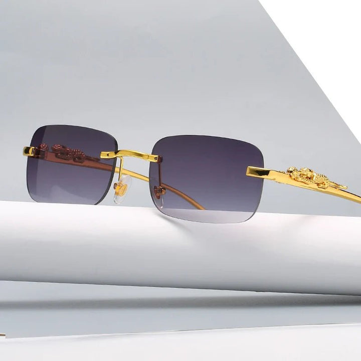 Stylish unisex rimless shades, UV400 eye protection, ideal for outdoor & travel.