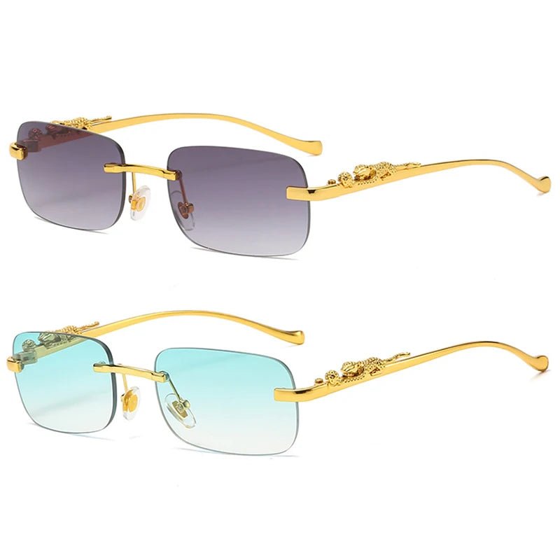 Fashion-forward rimless sunglasses, UV400, gradient lenses, for modern eye protection.