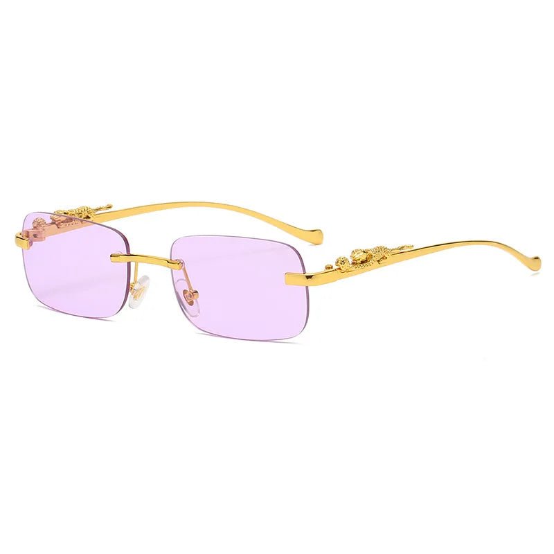 Stylish rimless shades, unisex, UV400 protection, modern eye accessory for sunny days.