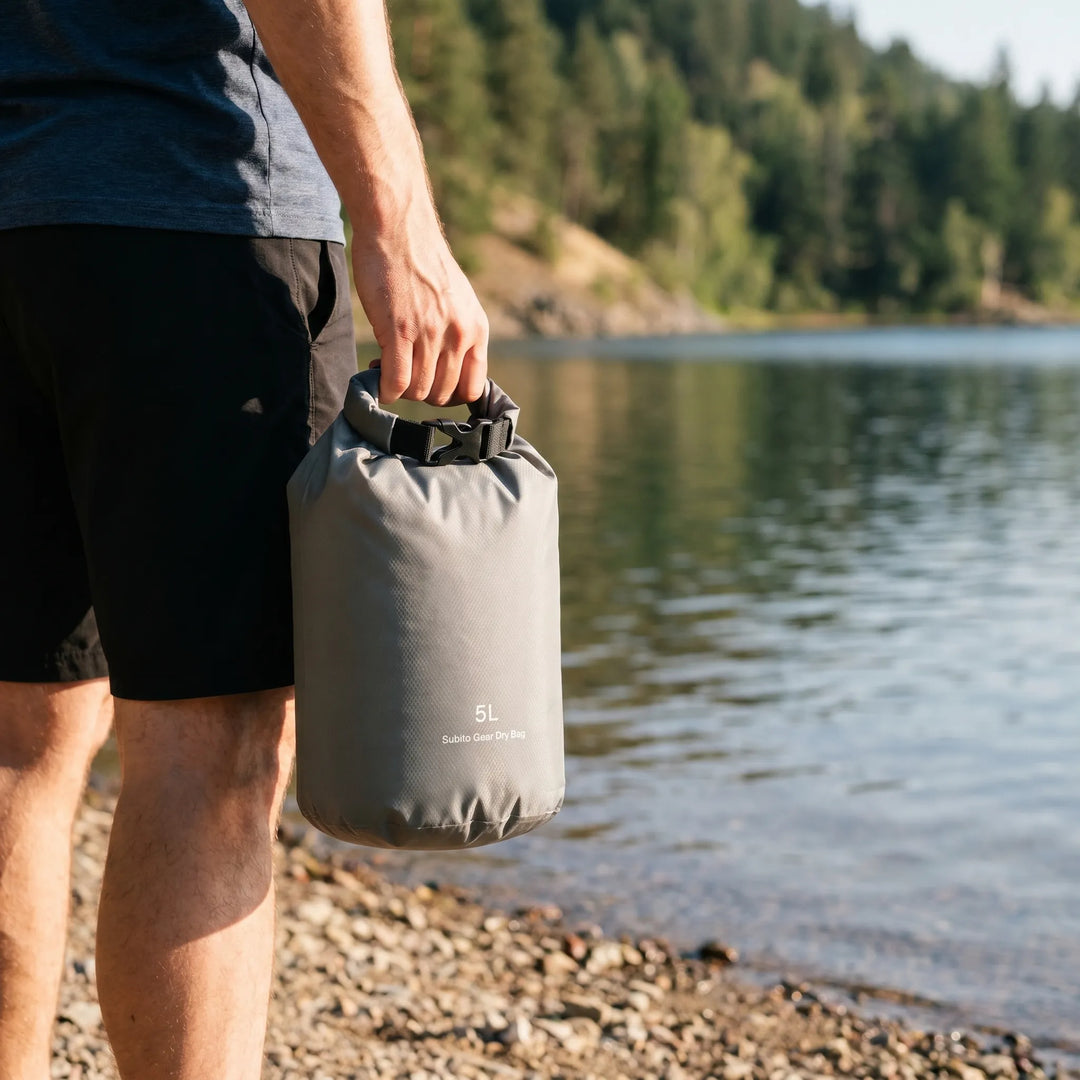 Unisex roll-top waterproof dry bag for outdoor gear protection during camping & hiking.
