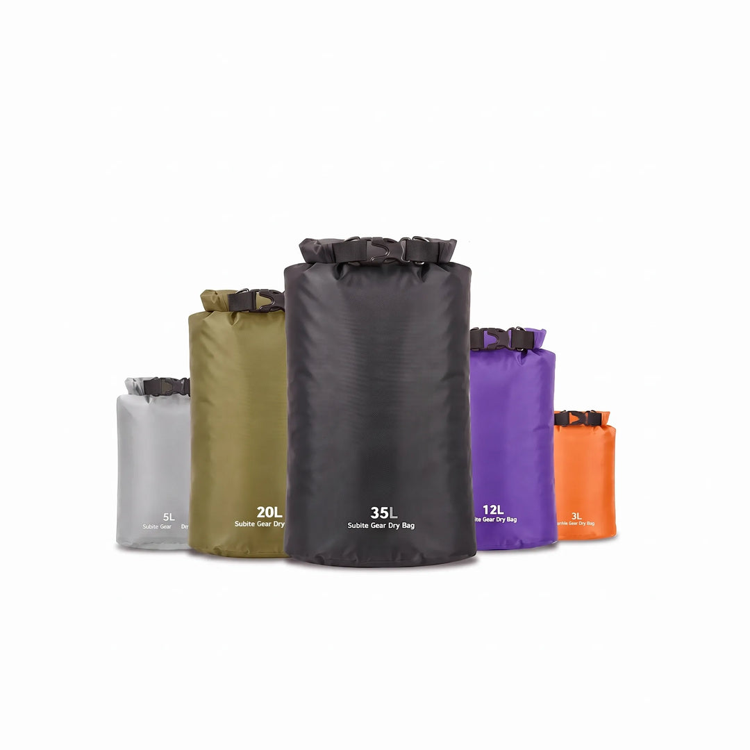 Essential waterproof roll-top dry bag, lightweight gear storage for camping, hiking, kayaking.