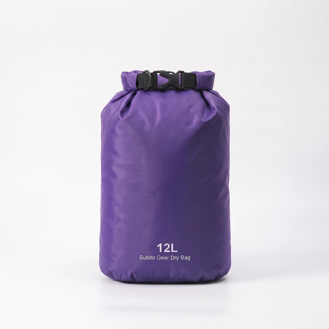 Lightweight roll-top waterproof dry bag for adventure travel, camping, and water activities.