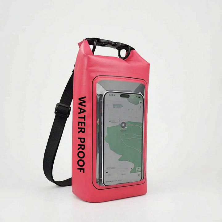 Your ultimate waterproof companion: roll-top dry bag with touchscreen window, for all water sports & travel.