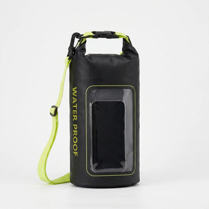 Adventure-ready waterproof dry bag, perfect for kayaks, SUPs. Features a touchscreen window for navigation.