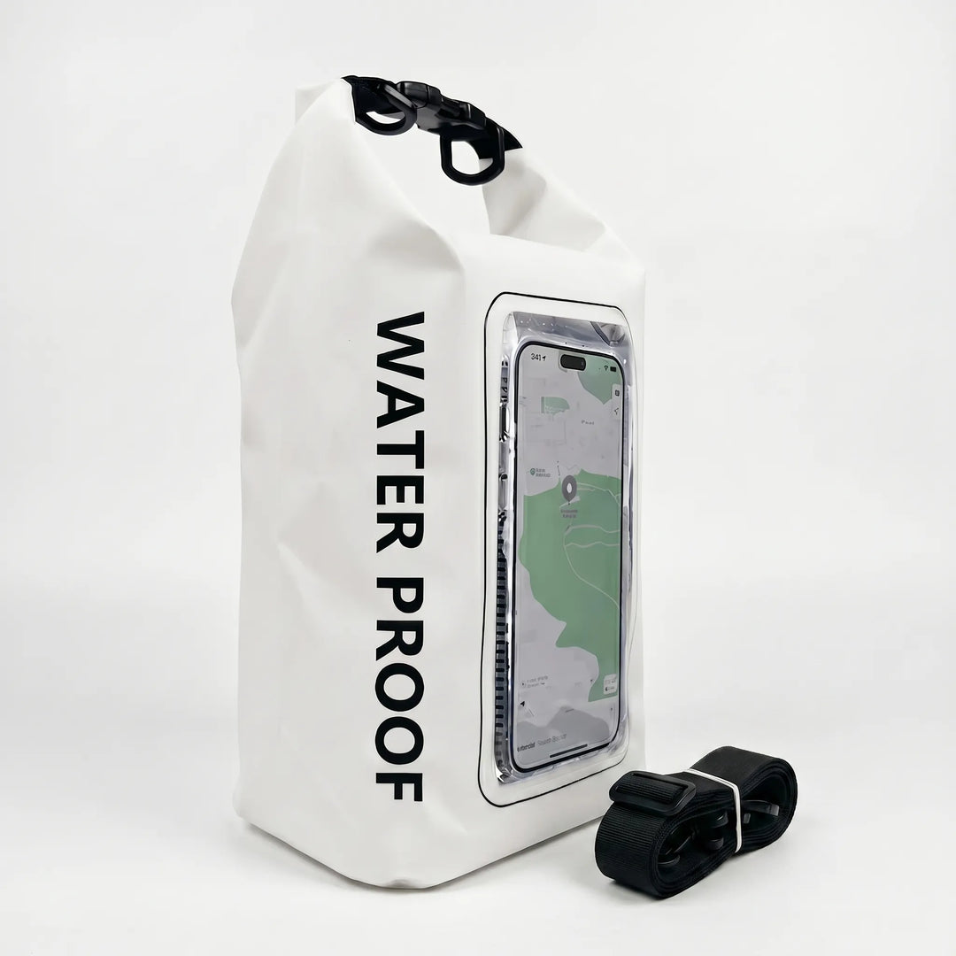 Reliable waterproof roll-top bag for travel & outdoor sports. Keep essentials dry, use phone through window.