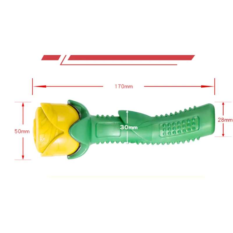 Durable rose-shaped yellow dog chew toy, promoting dental care and pet enrichment