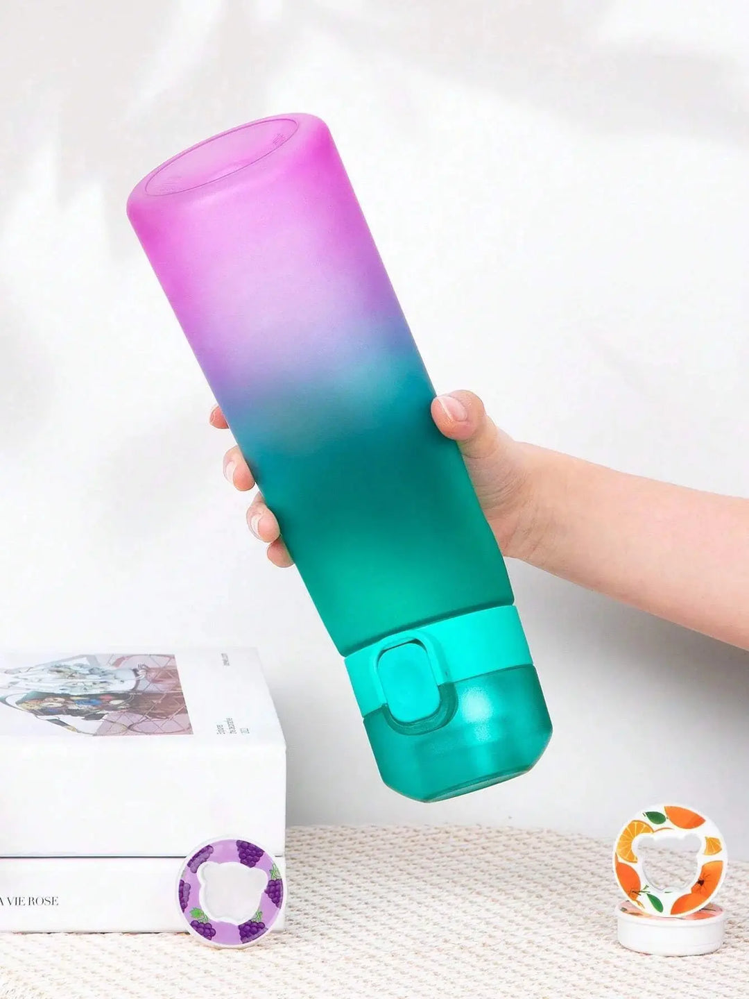 Enjoy sugar-free hydration with a 22 fl oz scented water bottle and flavor pods.