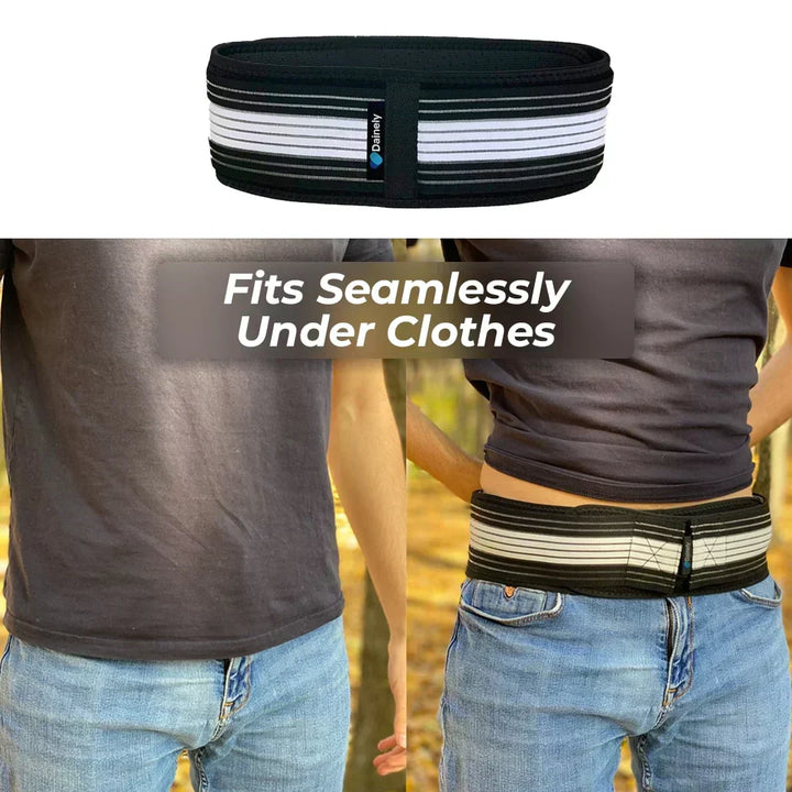 Adjustable back support belt for sciatica, hip, and lower back pain relief. Improves posture.