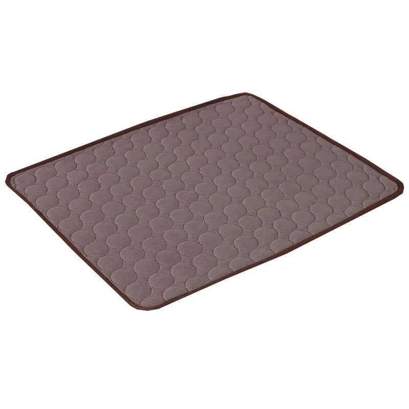 Pet cooling mat in a vibrant blue color, perfect for dogs and cats to stay cool during hot summer days.
