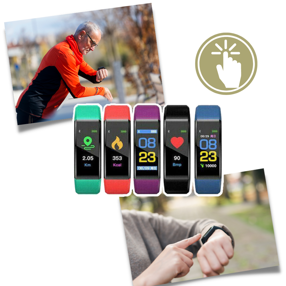 Senior health tracker smartwatch, monitors heart rate, blood pressure & activity. Essential wearable tech for elderly.