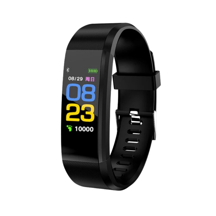 Easy-to-use unisex senior fitness band, tracks daily steps, sleep, & vital signs. Perfect for active elderly.