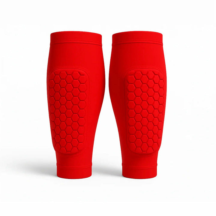 Durable unisex shin guard sleeves offering shin protection and leg support for skiing & soccer players.