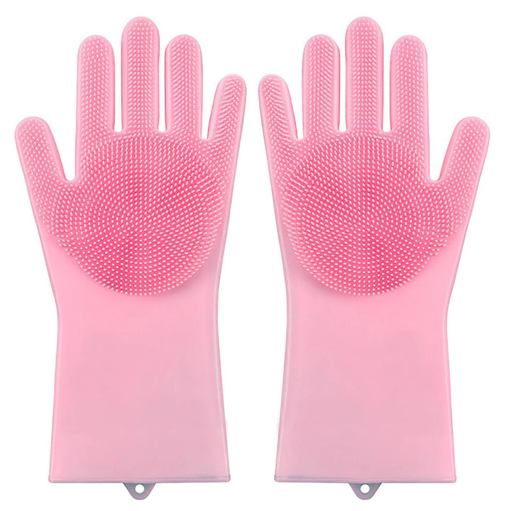 Close-up of silicone pet grooming glove texture, designed for effective hair removal.