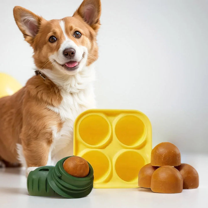 Unisex silicone slow feeder dog bowl & chew toy, blue, promoting slow eating habits & digestion.