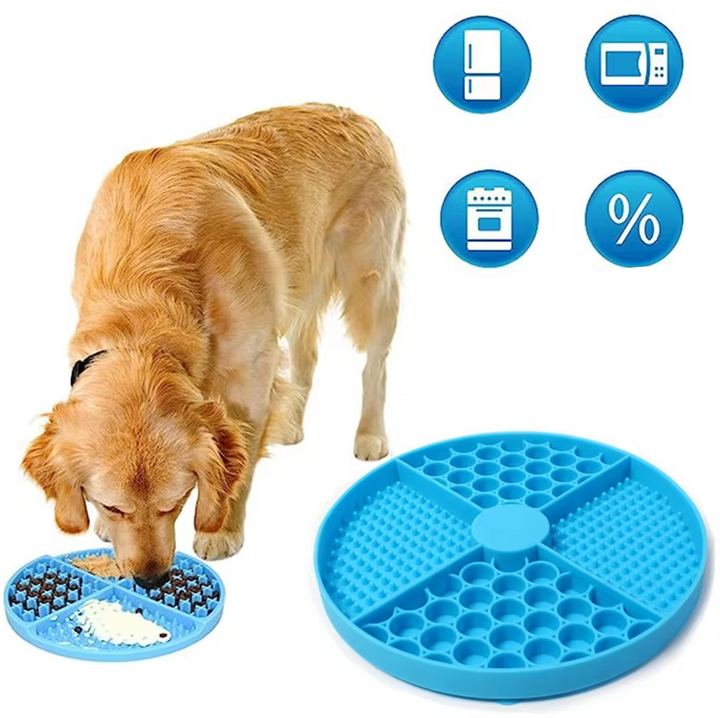 Unisex silicone slow feeder dog mat for healthy eating, prevents bloating & improves digestion.