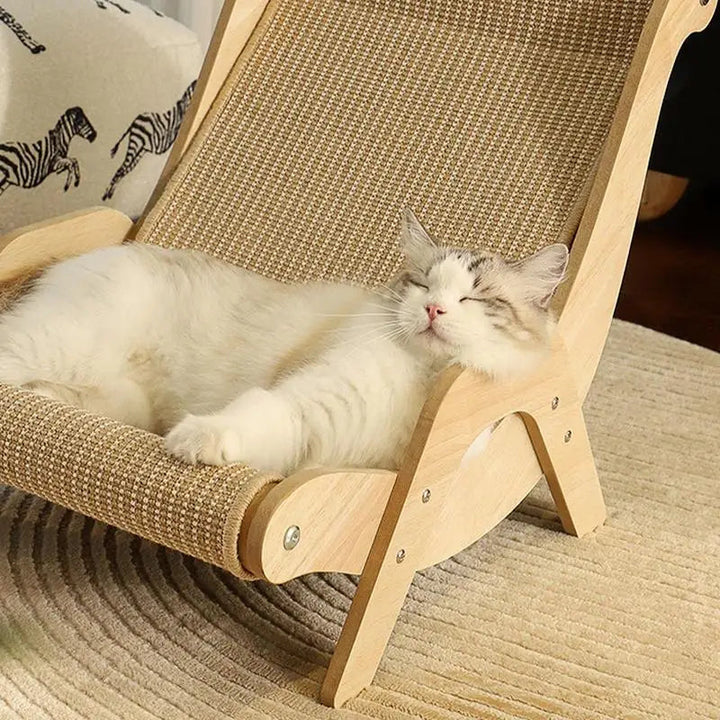 Sisal cat scratcher and lounge chair for indoor or outdoor pets, prevents furniture damage