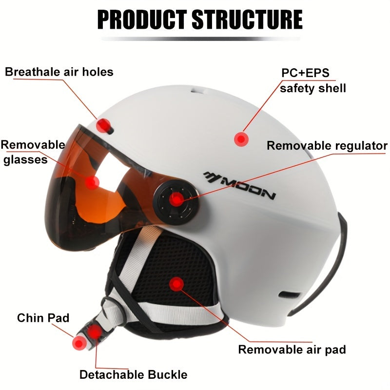 Adjustable unisex ski helmet, featuring removable ear pads for ultimate safety & comfort in winter sports.