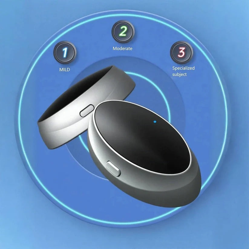 Comfortable unisex anti-snore device, utilizing pulse vibrations to support breathing & ensure peaceful sleep.