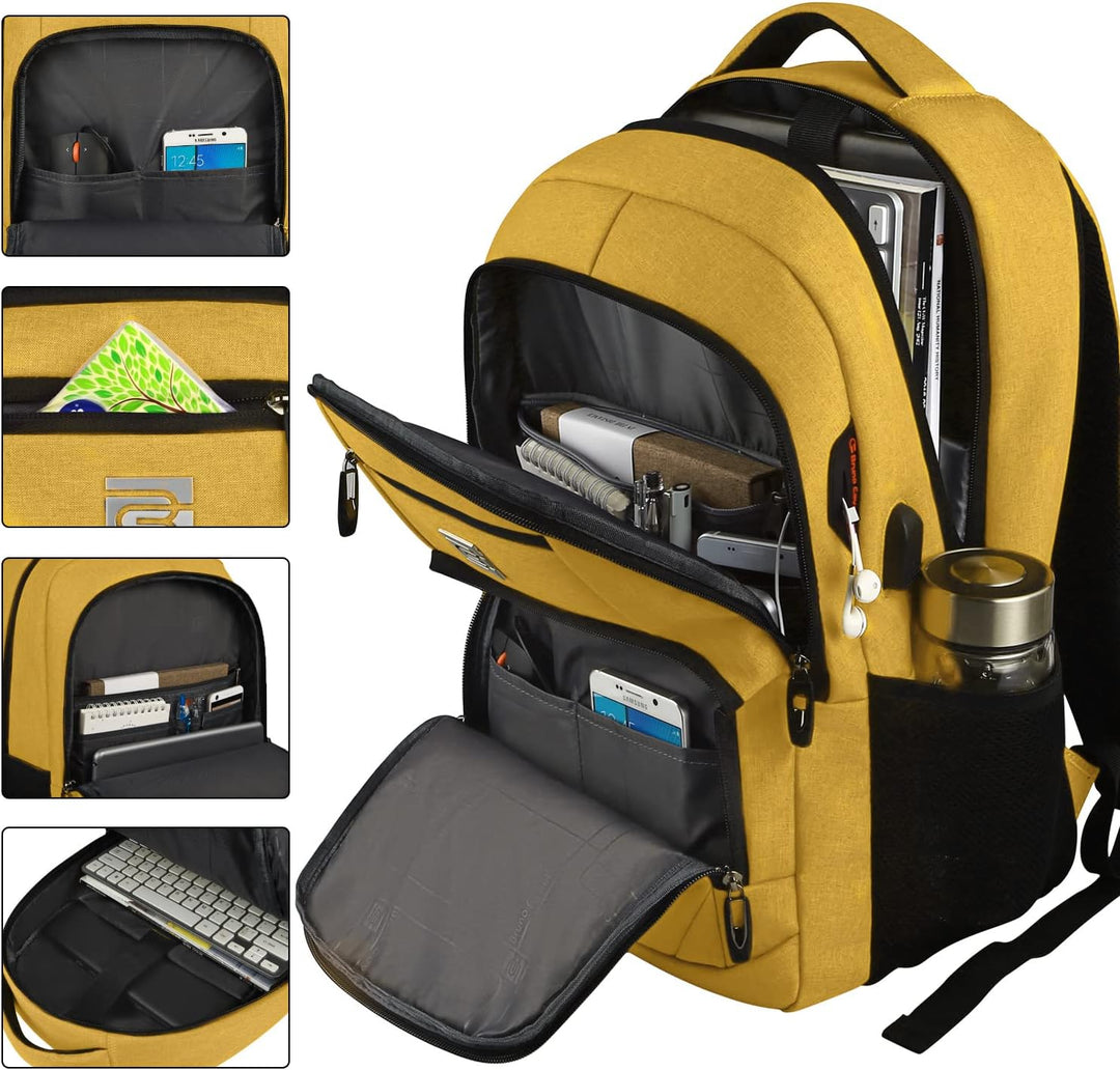 Smart anti-theft backpack with USB charging, water-resistant fabric, suitable for urban adventures.