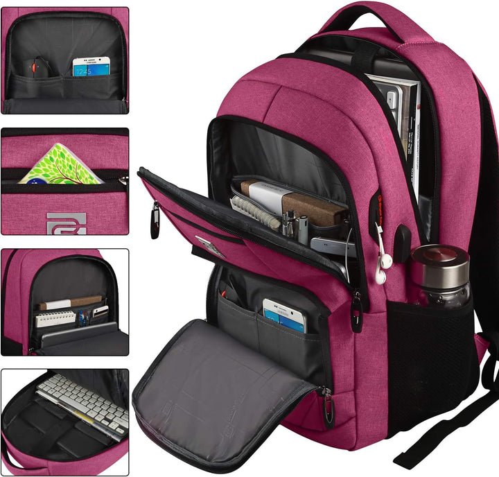 Compact anti-theft USB charging backpack, slim form factor, secure storage for valuables.
