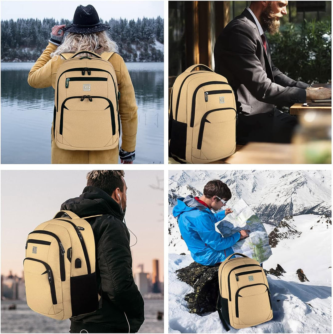 Business anti-theft USB charging backpack, professional look with ample organized storage.