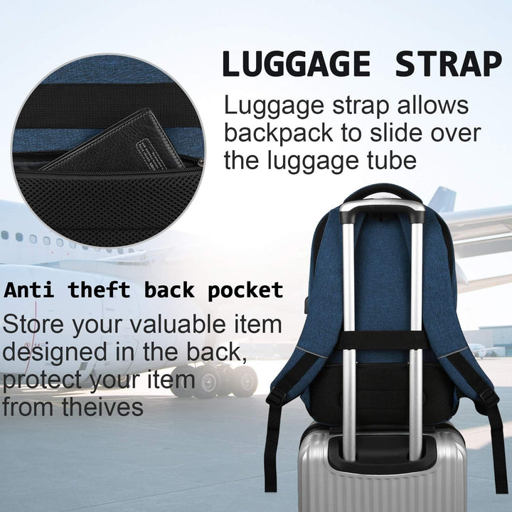 Versatile unisex travel backpack, organized compartments, anti-theft design & convenient USB charging.